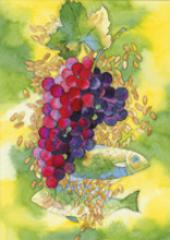 Weintrauben - Krner - Fische. Erstkommunion-Glckwunschkarte