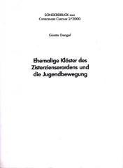 Gnter Dengel: Ehemalige Klster des Zisterzienserordens und die Jugendbewegung. 