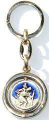 Produktbild: Schl�sselanh�nger Christopherus - mit runder Drehscheibe - blau emailliert