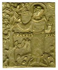 Produktbild: Bronzepatronal Franziskus - klein mit Namenszug