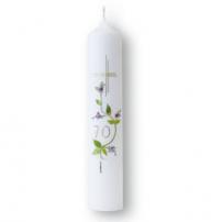 Produktbild: Geburtstagkerze - 70 Jahre - Blumenmotiv, lila-gold, 26,5 cm