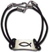 Produktbild: Lederarmband -  Metallplatte Fischgravur